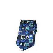 Posh and Dandy Geometric Tie &amp; Pocket Square, Blue Multi image