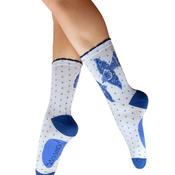 Powder Blue Bird Ankle Socks, Cream