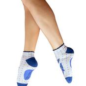 Powder Blue Bird Trainer Socks, Cream