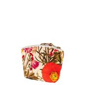 Powder Fine Flower Mini Velvet Pouch, Cream