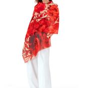 Powder Linen Blend Rouge Blooms Scarf, Red
