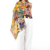 Powder Linen Blend Spring Flora Scarf, Green Multi image