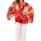 Powder One Size Rouge Blooms Kimono Jacket, Red