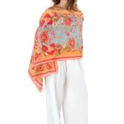 Powder Paisley Poppies Print Scarf, Pink Multi