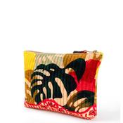 Powder Quilted Velvet Zip Pouch, Beige