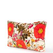 Powder Quilted Velvet Zip Pouch, Cream