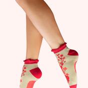 Powder Rouge Blooms Trainer Socks, Green &amp; Pink image