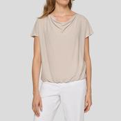 Rabe Lurex Knit Cowl Neck Top, Beige