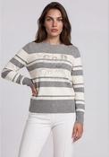Rabe Knitted Striped Sweater, Grey and White image