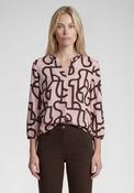 Rabe Geometric Print with Notched Neckline Blouse, Pink and Brown image
