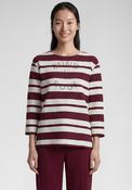 Rabe Ribbed Striped Cropped Sleeve Top, Wine image