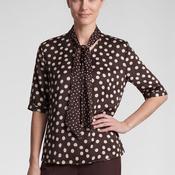 Rabe Polka Dot with Tie Detail Blouse, Brown and White