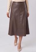 Rabe Faux Leather with Stitch Detail Midi Skirt, Brown image