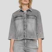 Rabe Distressed Rhinestone Detail Denim Jacket, Grey image