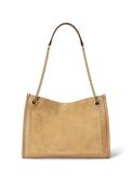 Ralph Lauren Bradley Medium Suede &amp; Leather Tote Bag, Beige image