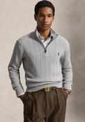 Ralph Lauren Cable Knit Quarter Zip Sweater, Grey Heather image