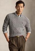 Ralph Lauren Cable Knit Wool-Cashmere Sweater, Grey image