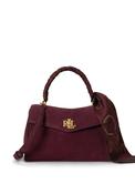 Ralph Lauren Farrah Small Scarf Trim Soft Satchel Bag, Wine image