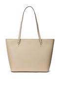 Ralph Lauren Karly Large Crosshatch Leather Tote, Beige image