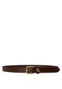 Ralph Lauren Logo-Keeper Skinny Leather Belt, Chestnut Brown image