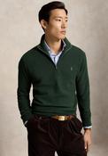 Ralph Lauren Mesh Knit Quarter Zip Jumper, Pine Green Heather image