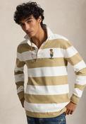 Ralph Lauren Polo Bear Stripe Rugby Shirt, Beige &amp; Cream image
