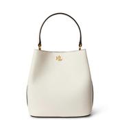 Ralph Lauren Reese Small Crosshatch Leather Bucket Bag, Stone image