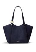 Ralph Lauren Tasha Small Suede Tote Bag, Navy image
