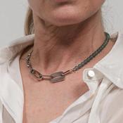 Rebecca Cult Links &amp; Green Beaded Necklace, Silver image