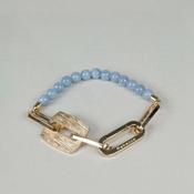 Rebecca Cult Links &amp; Powder Blue Beaded Bracelet, Gold image