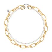 Rebecca Diva Pearl &amp; Chain Link Layer Necklace, Gold image