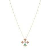 Rebecca Judith Coloured Stones Cross Pendant Necklace, Gold