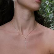 Rebecca Large Cross Diamond Dust Necklace, Gold image