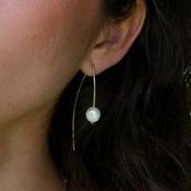 Rebecca Moon Pearl Earrings, Silver image