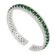 Rebecca My World Green Pavé Stone Bangle, Silver image