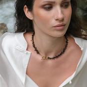Rebecca Natural Smoky Quartz Stone Necklace, Gold image