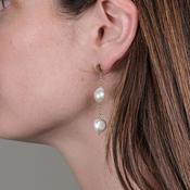 Rebecca Twin Pearl Earrings, Gold image
