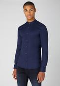 Remus Uomo Grandad Collar Shirt, Navy image
