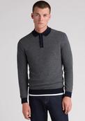 Remus Uomo Long Sleeve Contrast Textured Knit Polo Shirt, Dark Green image