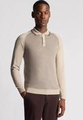 Remus Uomo Long Sleeve Jacquard Knit Polo Shirt, Beige image