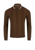 Remus Uomo Long Sleeve Polo Shirt, Brown image