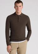 Remus Uomo Long Sleeve Textured Knit Polo Shirt, Brown image