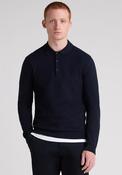 Remus Uomo Long Sleeve Textured Knit Polo Shirt, Navy image