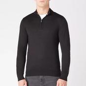 Remus Uomo Merino Wool Half Zip Sweater, Black