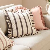 Riva Wylder Connie Square Striped Ruffle Cushion, Brown image