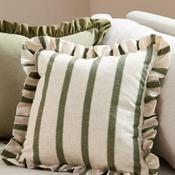 Riva Wylder Connie Square Striped Ruffle Cushion, Green image