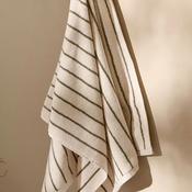 Riva Yard Hebden Narrow Striped Cotton Towels, Natural &amp; Green