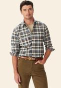 R.M WILLIAMS Orion Brushed Cotton Shirt, Navy &amp; Brown image