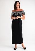 Red and Royal Beaded Barot Pencil Dress, Black image