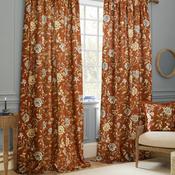 Sanderson Porcelian Garden Lined Pencil Pleat Curtains, Rust